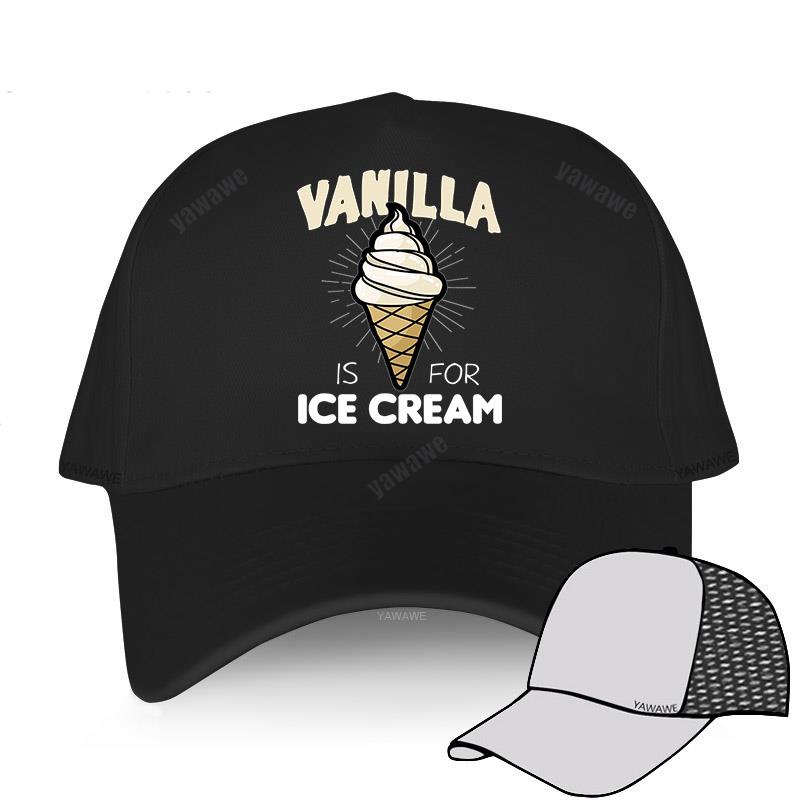 cotton unisex Adjustable Baseball Cap VANILLA ICE CREAM Man Women Summer Hat: black mesh