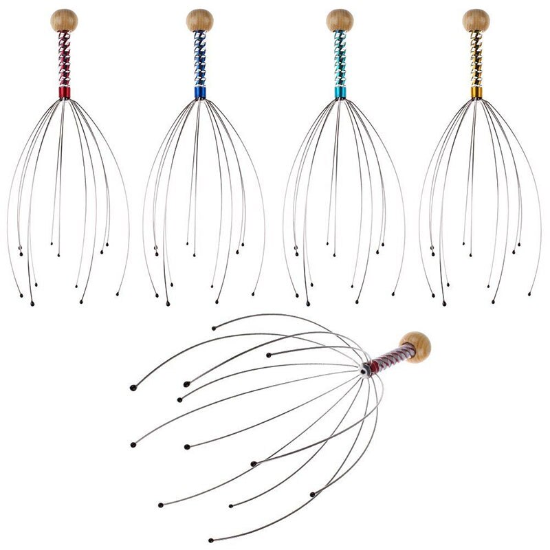 Octopus Head Massager Scalp Relaxation Relief Body Massager Remove Muscle Tension Tiredness Metal Head Massager Instrument