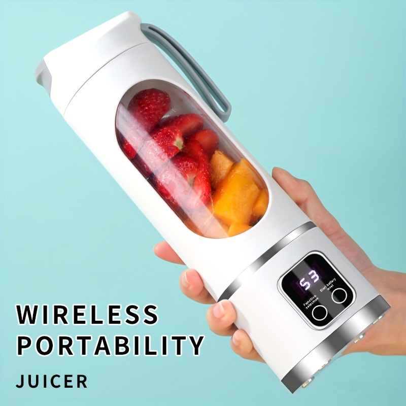 450ml Draagbare Juicer met LED Digitaal Display USB Opladen Outdoor Sap Cup Thuis Multifunctionele 12-Blade Blender 1500mAh