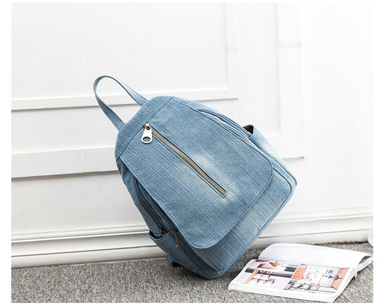 Rdywbu Blu Denim Tela di Canapa Dello Zaino Pacchetto Del Sacchetto di Grande Capacità Sacchetto di Scuola Delle Donne di Alta Qualità Dei Jeans Borsa Da Viaggio Zaino Zaino B755: light Blue