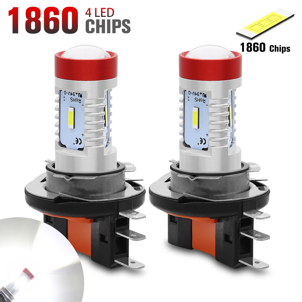 2X H15 Led Fog Gloeilampen 4 Chips 1860 Smd 6000K Wit Hoog Laag Beam Auto Koplamp Dagrijverlichting rijden Lamp