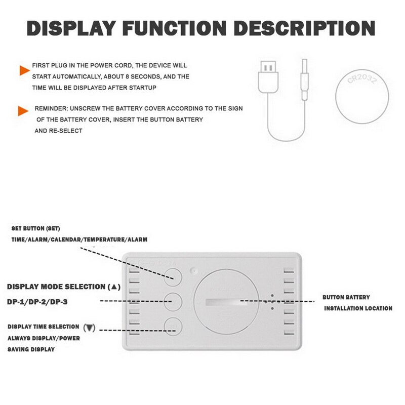LED Multifunctional Mirror Clock Digital Alarm Snooze Display Time Night LCD Light Table Desktop USB 5v/No Battery Home Decor