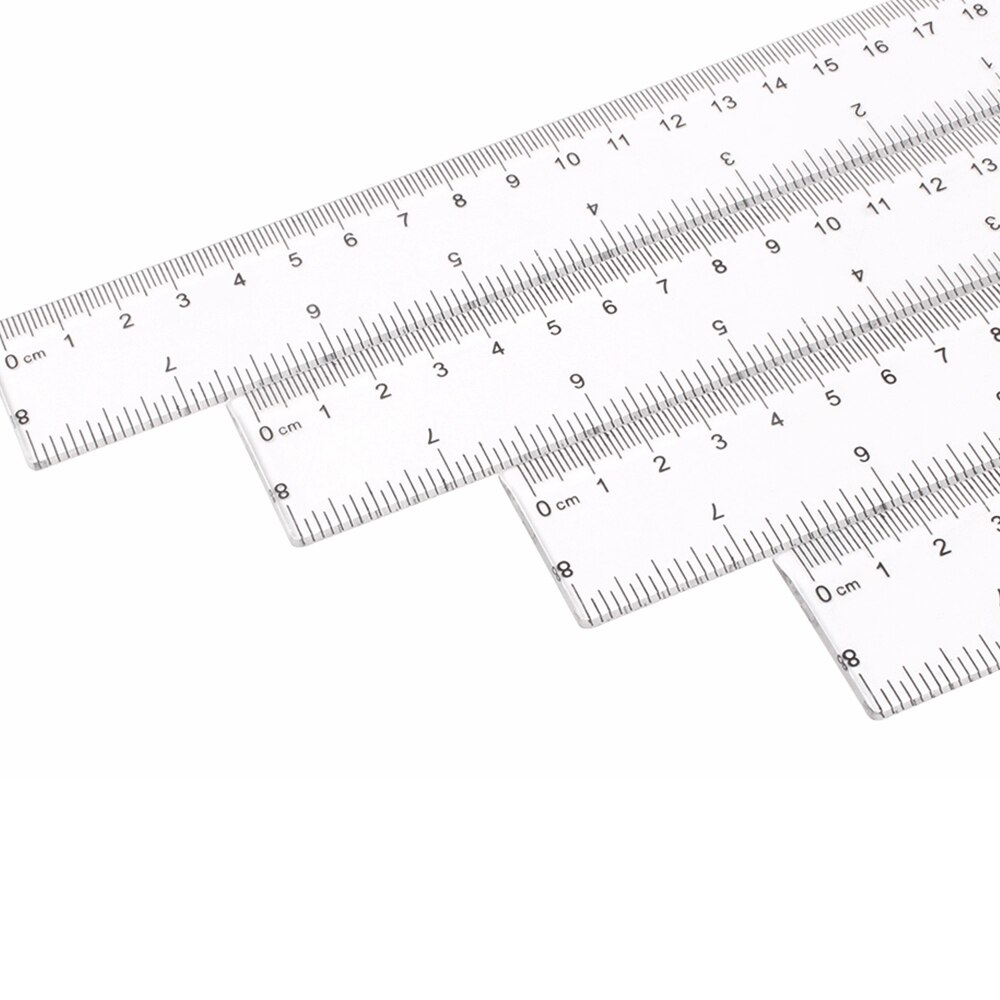 3pc 20cm/8 Inch Plastic Transparent Ruler Simple Straight Ruler Measuring Tool for Student School Office Drawing