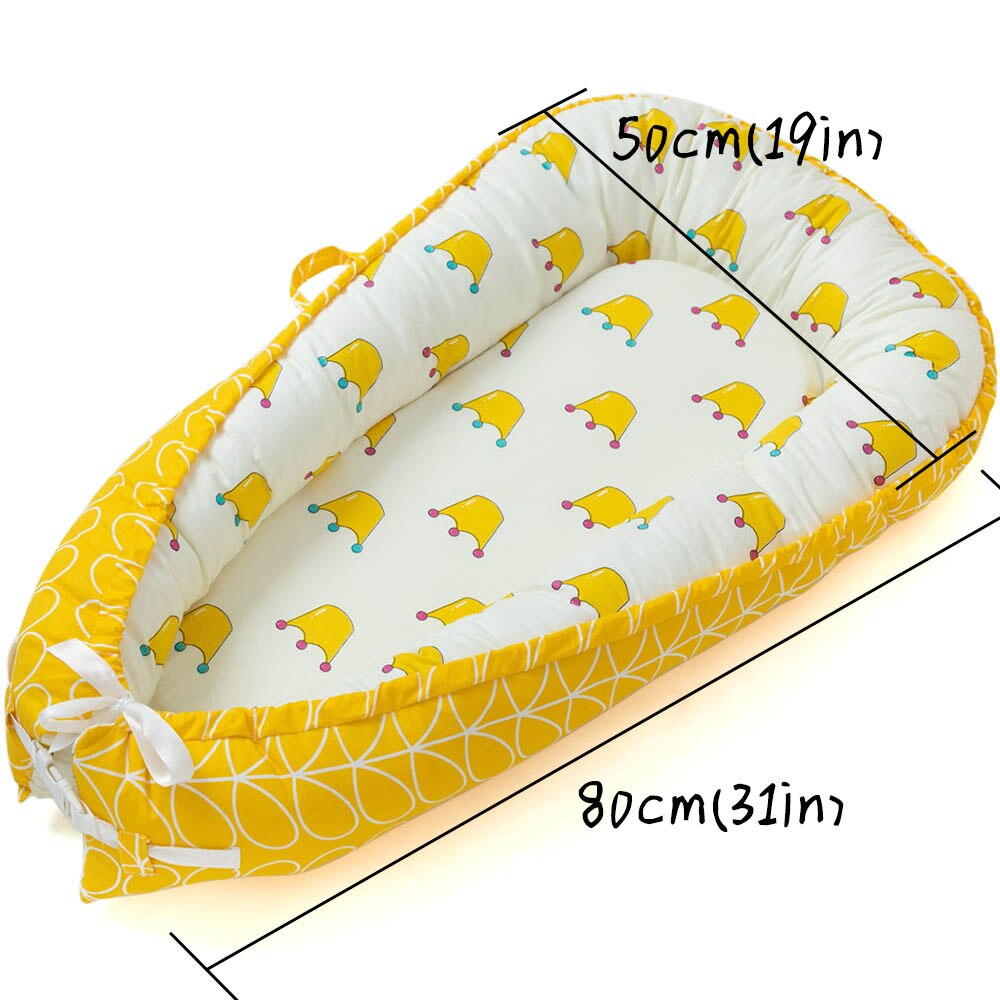 Baby reden seng bærbar krybbe rejse seng bassinet kofanger baby reden seng sikker beskyttelse naturlig bomuld til babyer spædbarn  hm0004: Gul baby reden