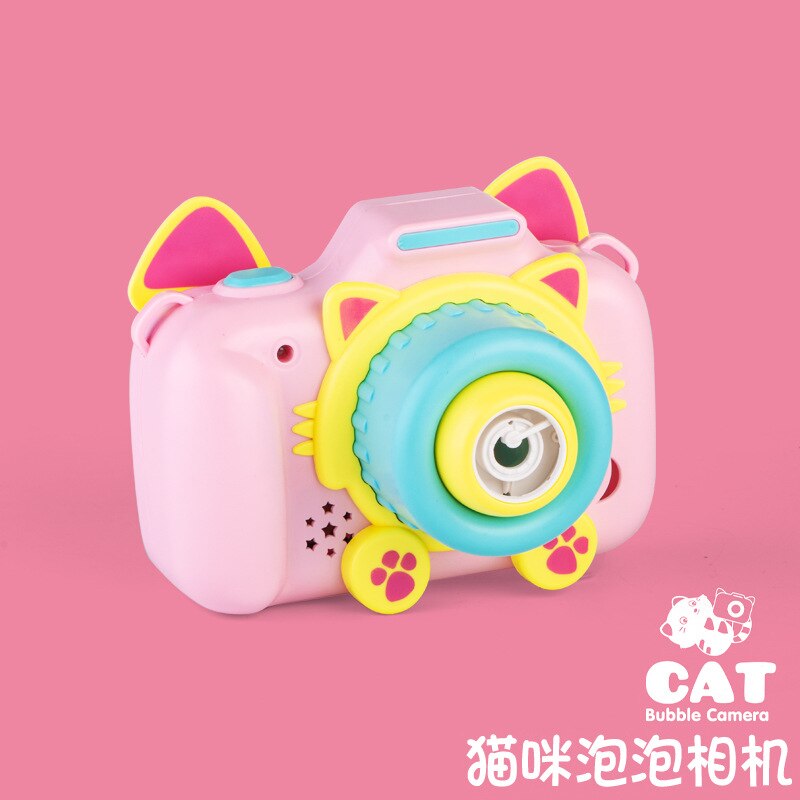 Kat Dinosaurus Bubble Machine Kinderen Volautomatische Camera Piggy Bubble Machine Muziek Lichten Cartoon Bubble Speelgoed: Cat Bubble Camera