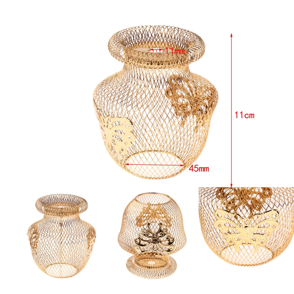2Pcs Iron Table Lamp Shade Modern Standard Flower Vase Style Butterfly Pattern Lamp Shade Gold