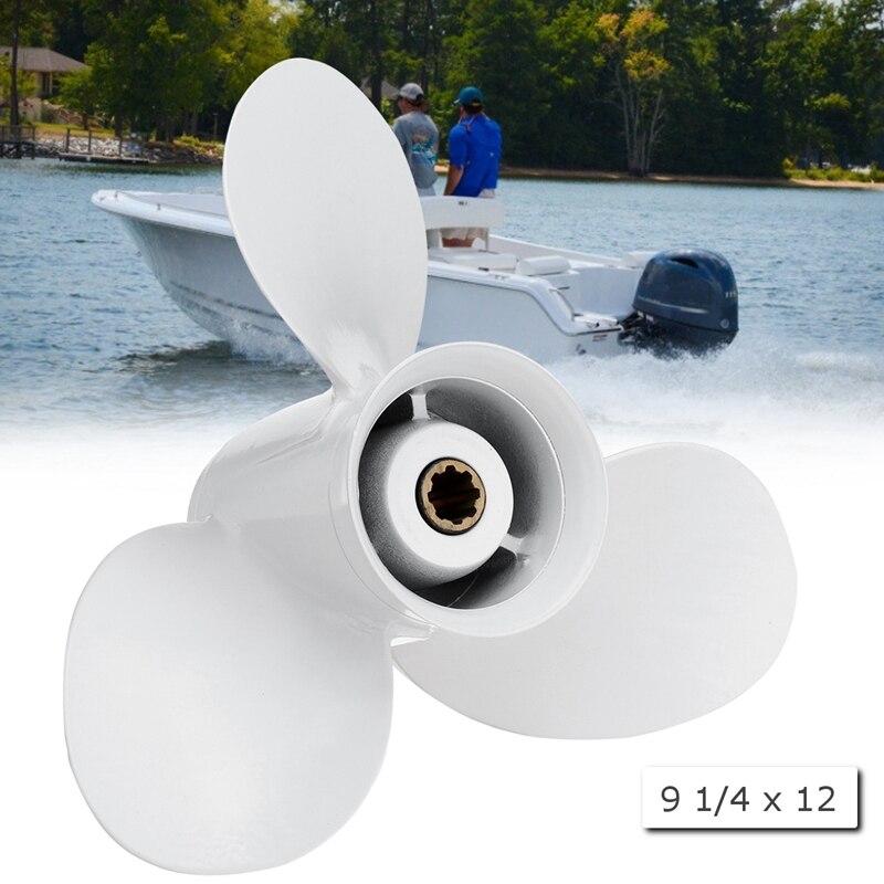 Au04 - fartygsmotorer utombordspropeller 3- blad roterande paddel 683-45941-00-el 9 1/4 x 12 för yamaha 9.9-15hp aluminium 8 spline också