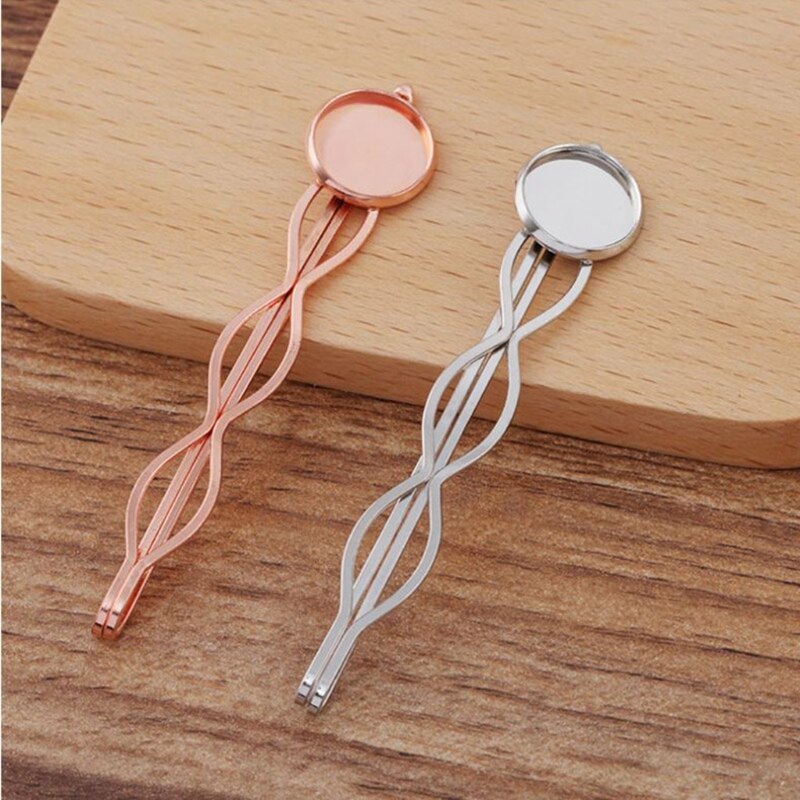 20pcs/lot Hair Jewelry Settings Cabochon Base Blank Bezel Trays for 12mm Round Cabochon Hairpins Diy Accessories