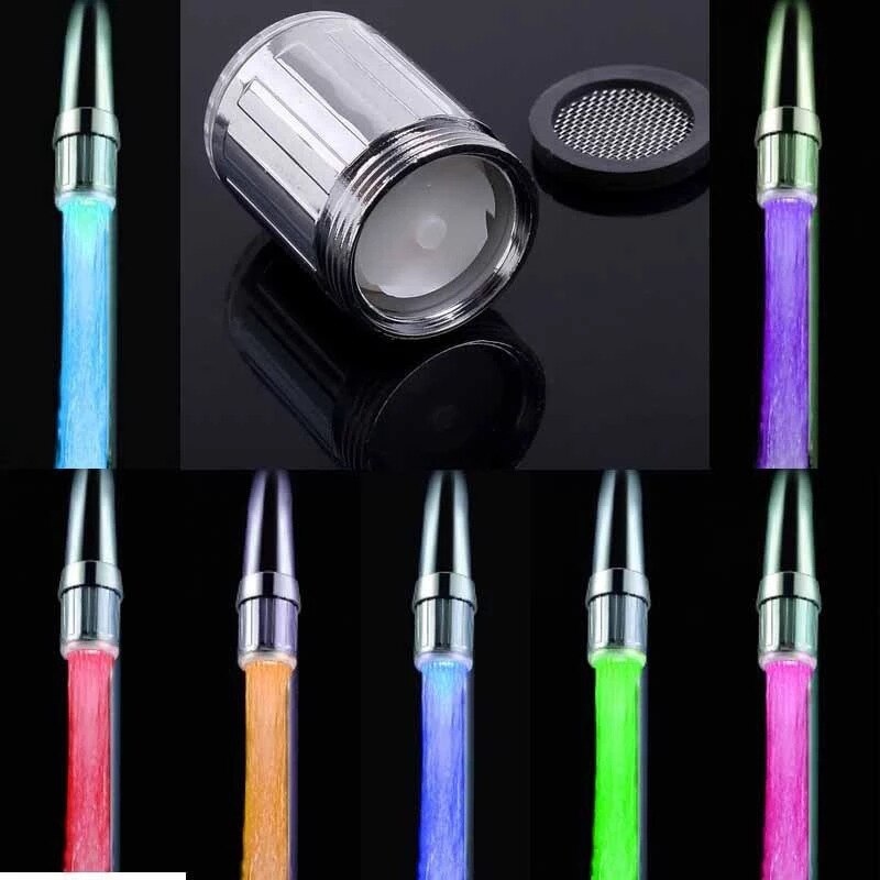 1 pièces LED robinet lumineux robinet buse RGB couleur lumière clignotante température aérateur économie d'eau cuisine salle de bain accessoires