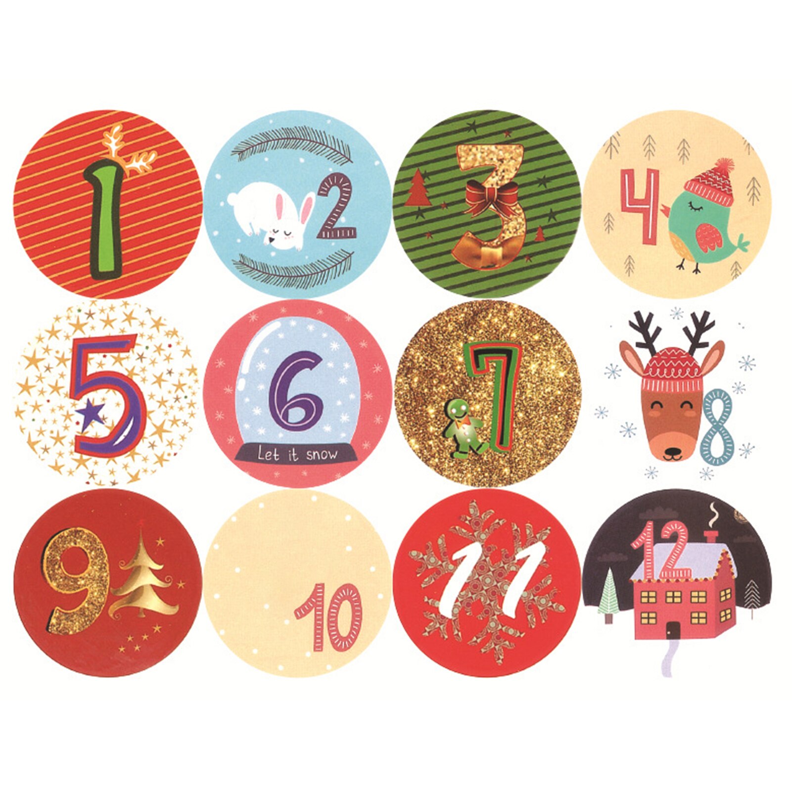 10Pcs 24 Days Countdown Christmas Calendar for Xmas Home Office Party Decor