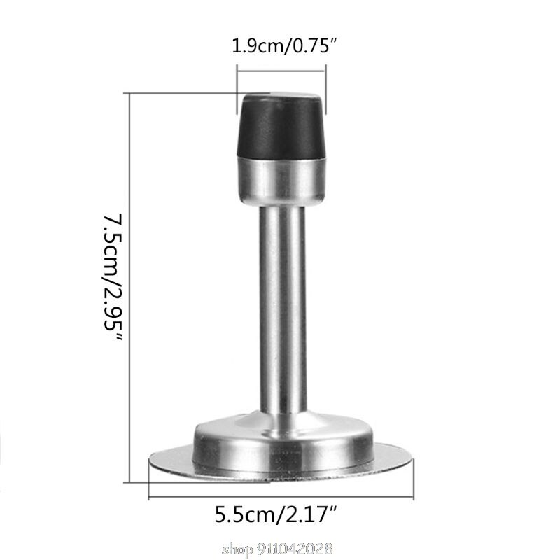 Stainless Steel Door Stopper with Sound Dampening Rubber Bumper Wall Mounted Sound Protector D15 20