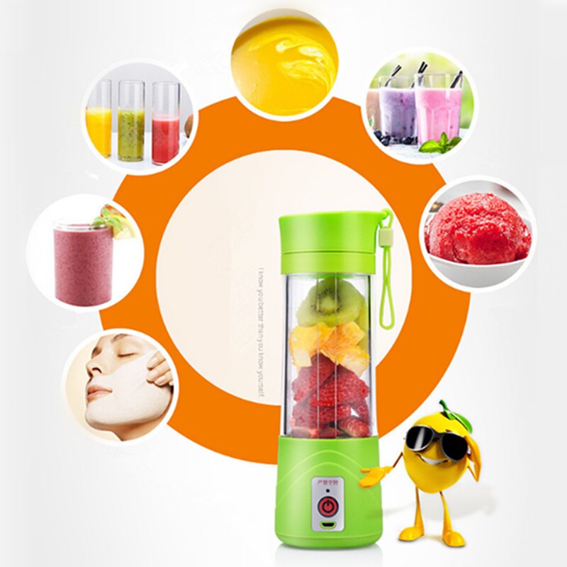 Portable Electric USB Rechargeable Juicer Cup 2 Blades Handheld Bottle Fruit Vegetable Juicer Blender Squeezer Reamer Machine