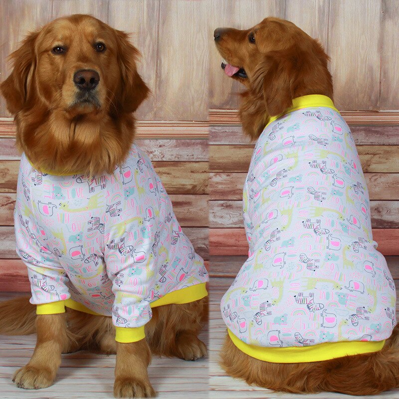 Big dog clothes spring and summer pure cotton dog two-legged clothes Labrador Husky large and medium-sized dog clothes dog coat: Light Yellow / 30(chest76CM)
