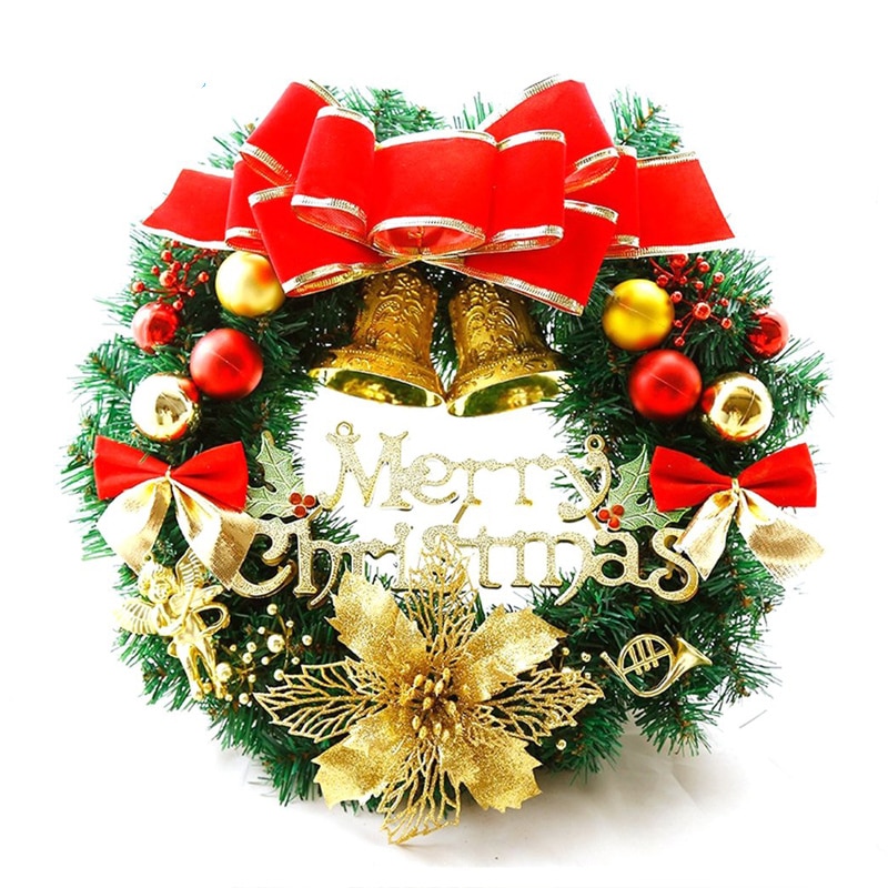 Joylove jul krans dør butiksvindue hængende juletræ dekoration vinstok ring pvc 30cm simulation krans