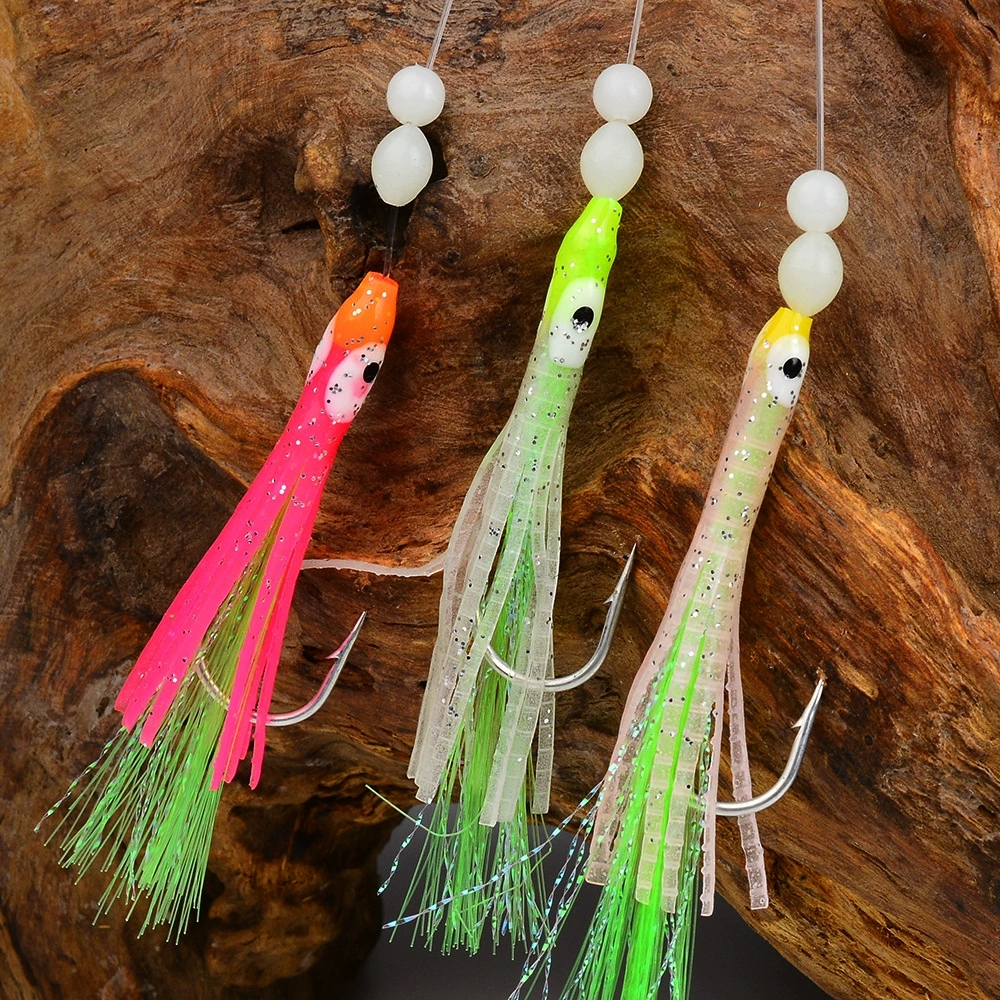 6 unids/set luminoso grupo suave señuelo Anguila Sabiki Rigs ganchos de cuerda señuelo peces Saury calamar caballa Scad aparejos de pesca de agua salada