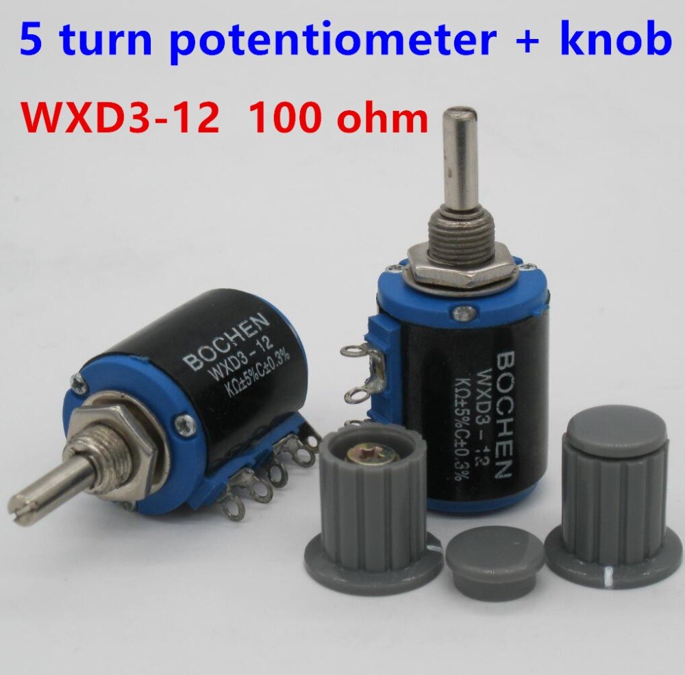 2 STKS WXD3-12 2 W 100 ohm WXD3-12-2W 5 ring multi-cirkel precisie draadgewonden potentiometer + 2 STKS knop