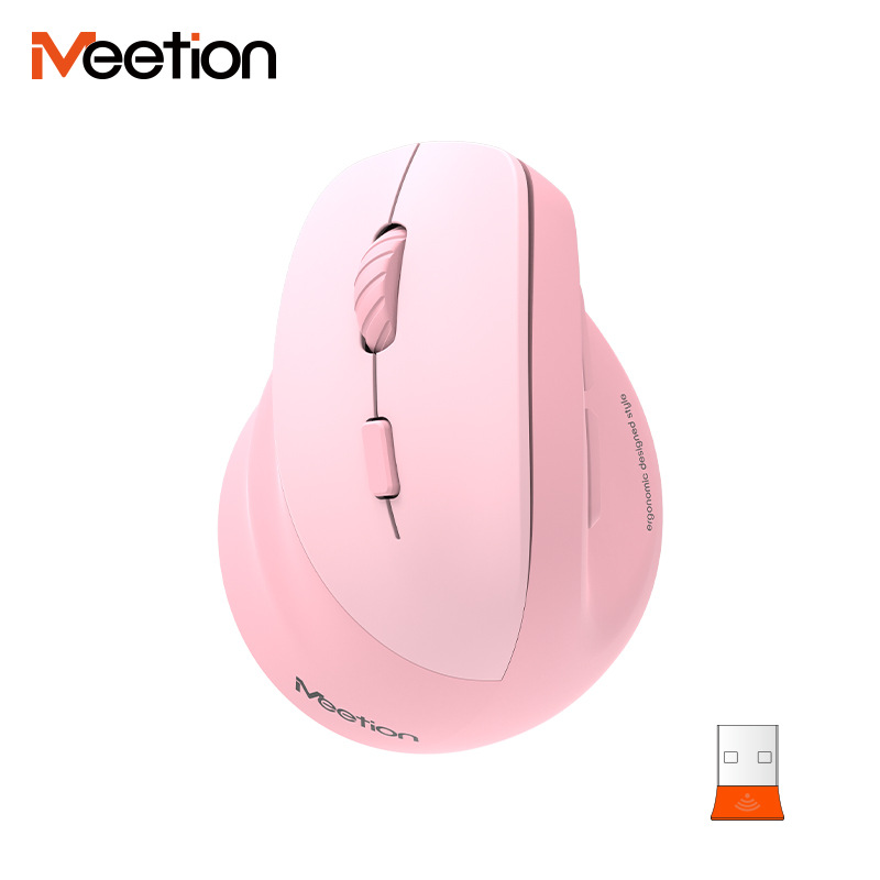 Wireless Vertical Mouse Left Hand Rechargeable Mute Button RGB DPI Adjustable Button Ergonomics Office Use Dual-mode: Pink