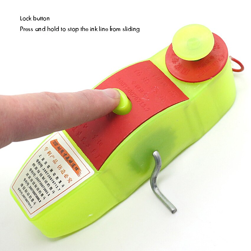 Hand Rolled Chalk Line Box with Locking Button, 6 Meters Chalk Line, Ink Fountain Chalk Line Scribe Carpenter Ink Marker