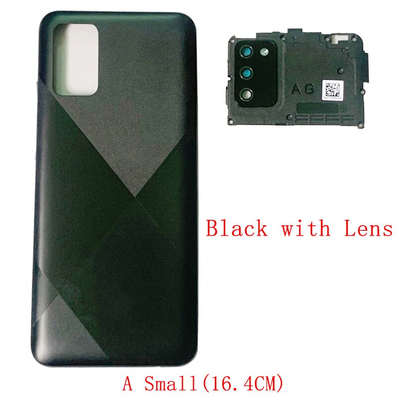 Boîtier de batterie pour Samsung A02S A025F, couvercle de panneau de porte arrière, pièces de rechange: Black with Lens A