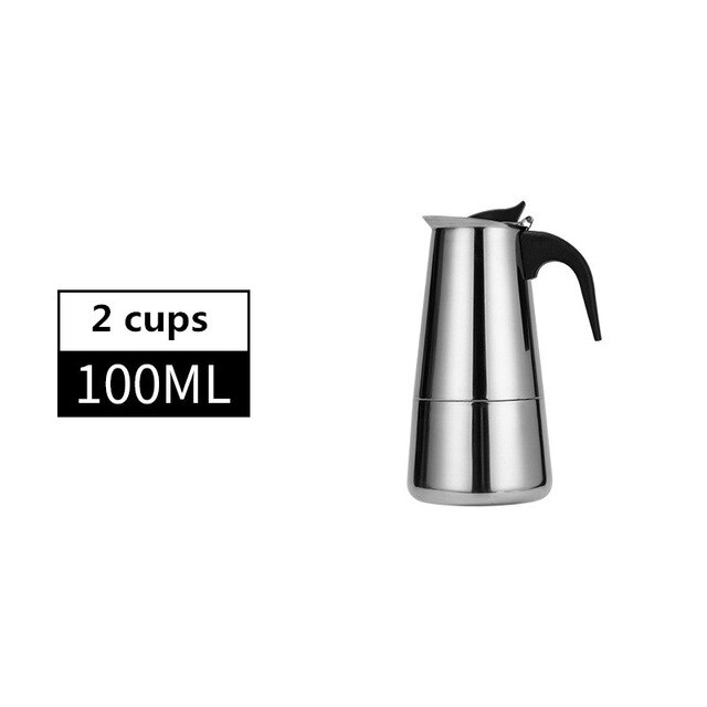 Portable coffee maker,Stainless Steel cold brew coffee Pot Moka Espresso ice kettle Mocha Pot for Home, Coffee Tool: 100ml
