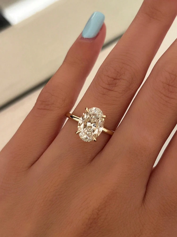 Anillo de Plata de Ley 925 de lujo con circonita de 1-8CT, precioso anillo de piedra ovalada para mujer, compromiso, boda, joyería fina de lujo de