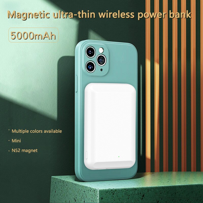 Cargador inalámbrico magnético de 5000mAh para iPhone 12 Pro Max 12, Mini batería externa portátil
