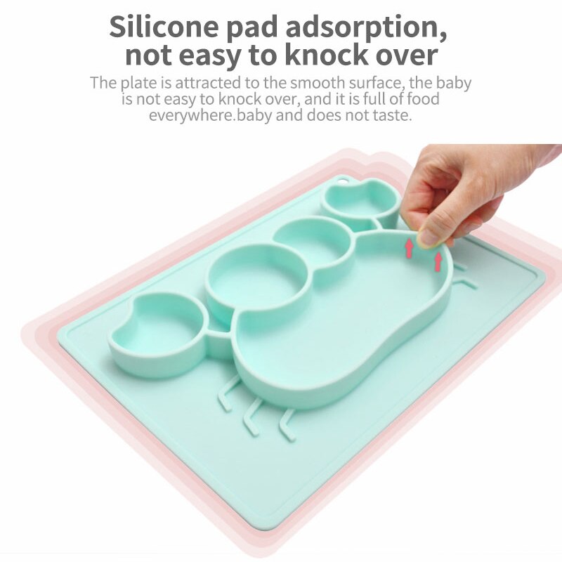 Børn servise sæt baby tallerken silikone baby retter skål fodring redskab ske gaffel sæt rejse sikker sag toddler kid træning