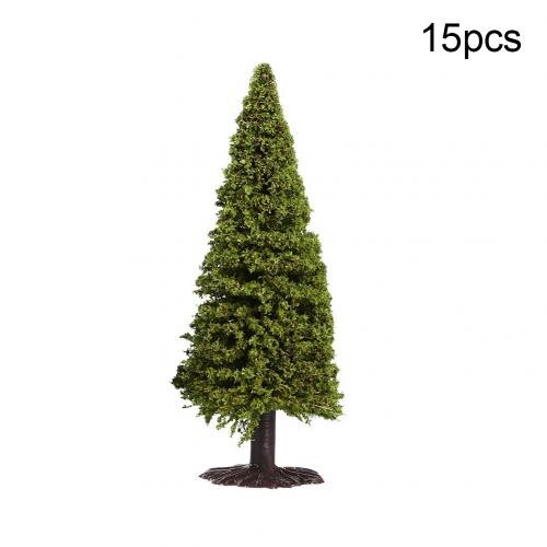 15pcs Green Scenery Landscape Model christmas Trees Diorama Miniatures year decoration: 90mm