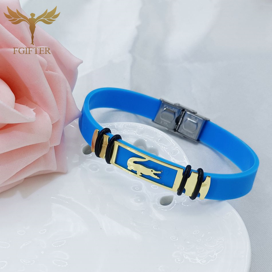 Bracelet accessoire Crocodile Reptile féroce, en acier inoxydable, en Silicone coloré, pour hommes et femmes, fournitures de fête, bijoux