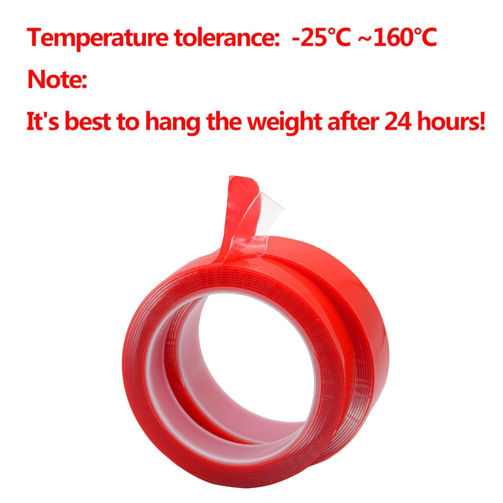 1PC 3m Car Double Sided Adhesive Foam Tape Heat Resistant Strong Acrylic PET Red Film VHB Tape 3 meter