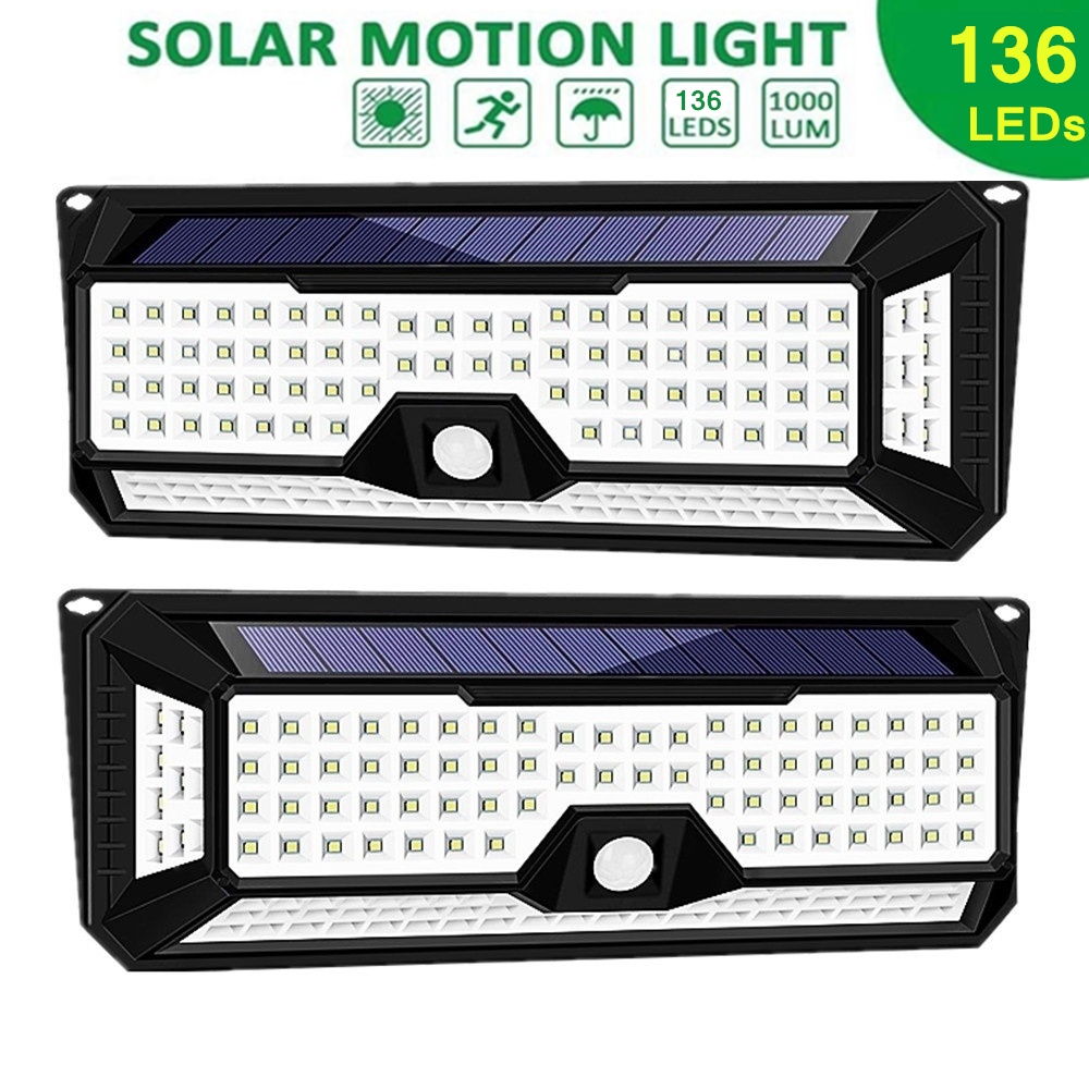 Solar Outdoor Wall Lights Motion Sensor Detector Security Night Lights IP65 Waterproof Wall Lamps for Garden Deck Yard Driveway