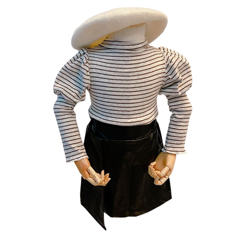 Faux cuir jupe âge pour 2 - 10 ans bébé fille noir décontracté asymétrique jupe enfants jupes