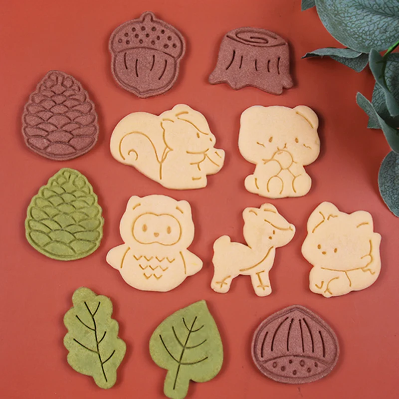 Cartoon Herbst Blätter Eichhörnchen Eule Muster Keks Form Thanksgiving Day Kastanien Tannenzapfen Fondant Cookie Cutter Backen Werkzeug