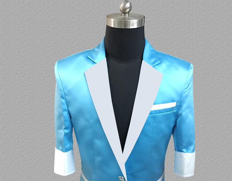 Sky blue blazer men suits designs jacket mens stage costumes singers clothes dance star style dress punk rock masculino homme