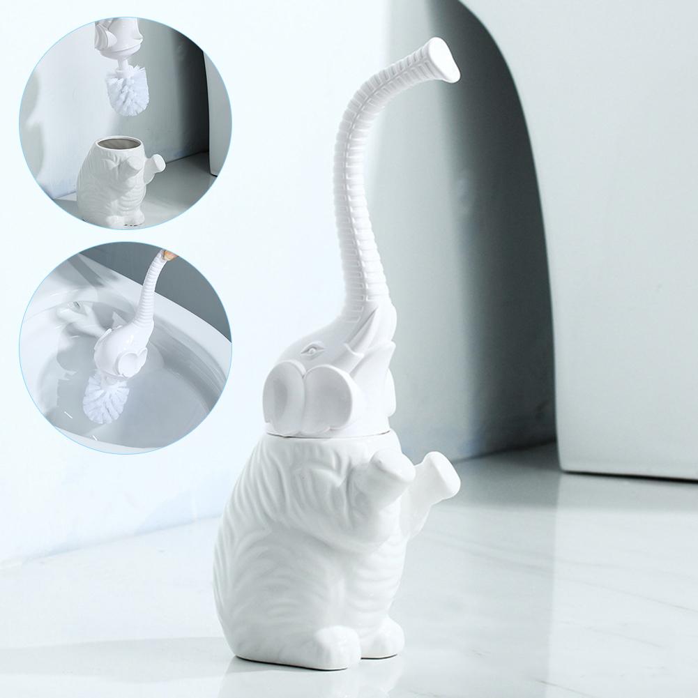 Elefant Toilette Bürste Halter einstellen lang handhaben Bad Toilette Bürste Keramik + Plastik abnehmbar Elefant Form Bürste Halter