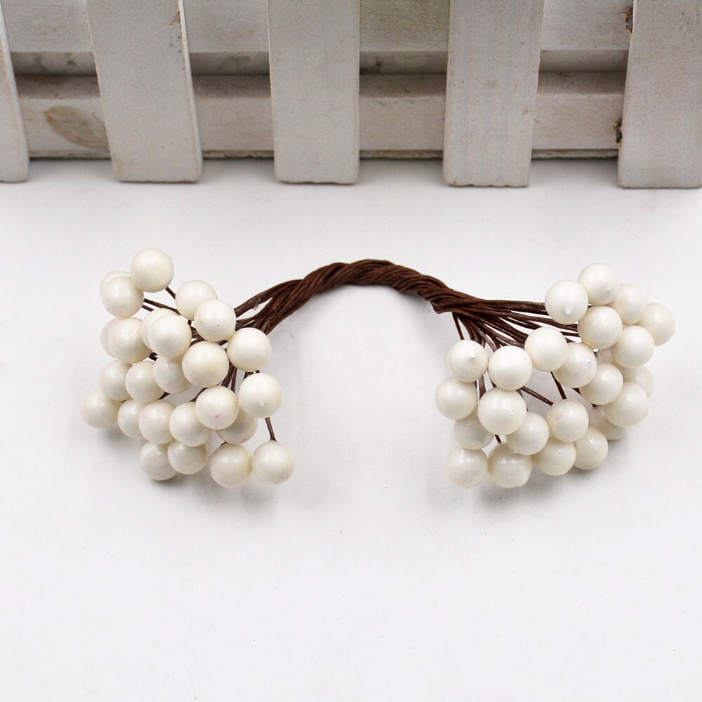 Fleurs artificielles Double tête 9 baies 25 pièces/lot | Décor de fête mariage, décoration artisanale pour bricolage, Scrapbooking: WHITE