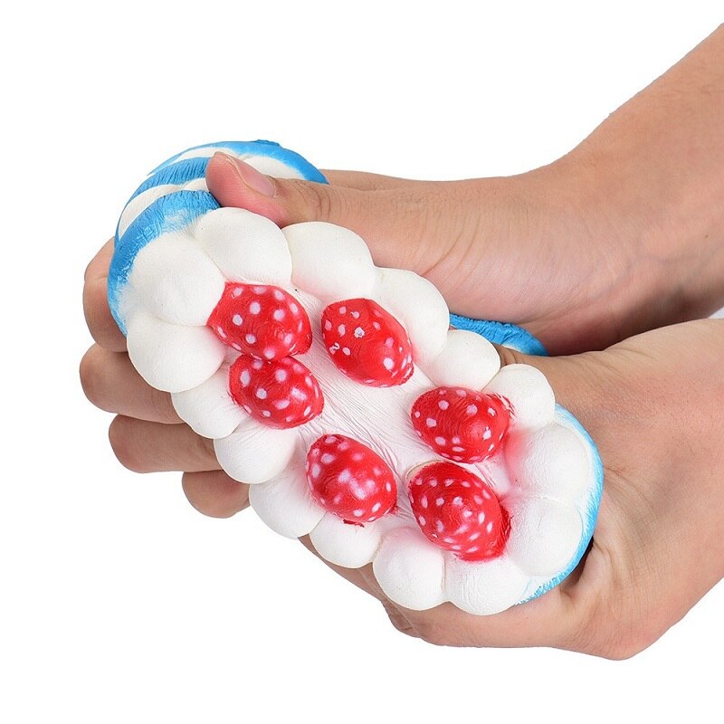 Jumbo Simulation Strawberry Birthday Cake Squishy PU Slow Rising Fun Squeeze Healing Toy Relieve Stress Toys 11*11*7 CM