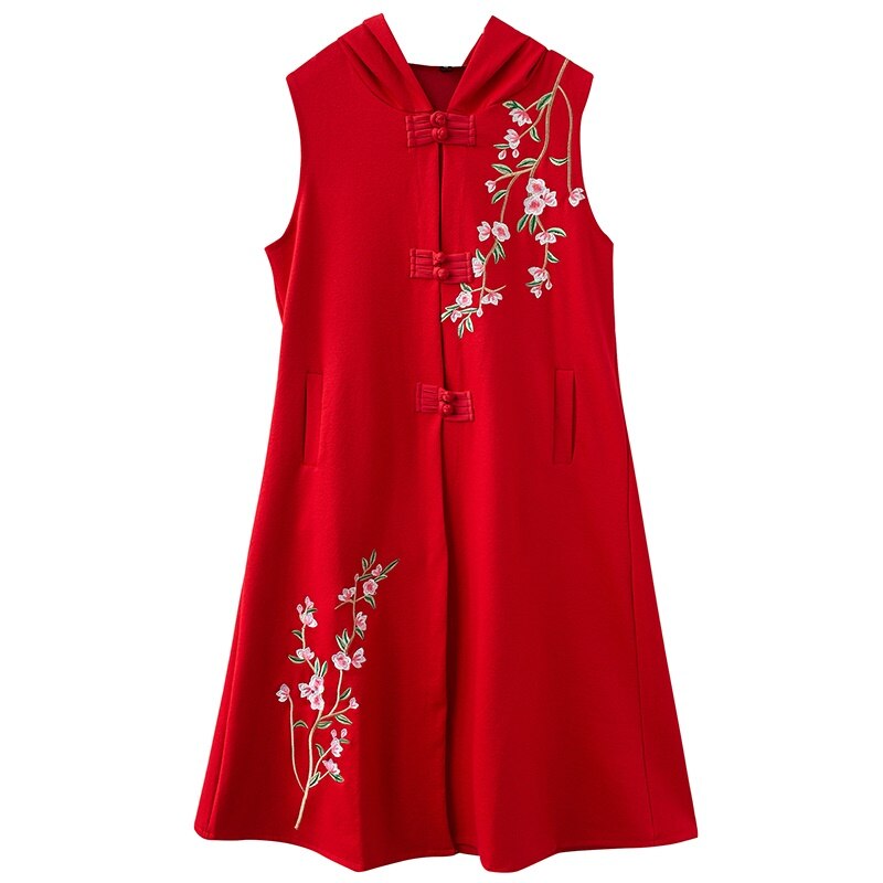 Chaleco para mujer, novedad de , chalecos con estilo chino para mujer, chaqueta sin mangas, bordado Vintage, chaleco largo y delgado étnico 11424