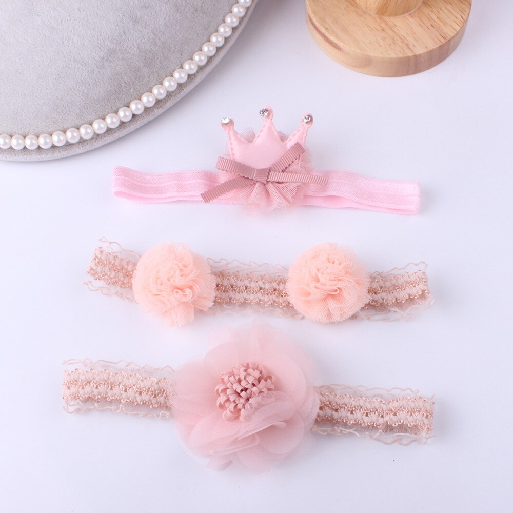 3 st/set spetsbågar baby pannband krona blomma baby flickor hårband spädbarn barn hårband turban baby hårtillbehör: Stil 14