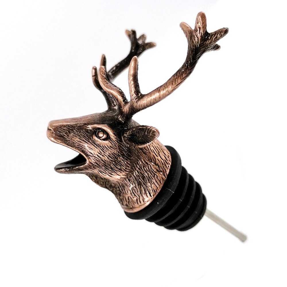 1Pcs Jagermeister Wine Pourer Zinc Alloy Deer Elk Lion Bull Wine Stopper Drinks Bar Tools Night Club Bar Accessories: Red Bronze Deer