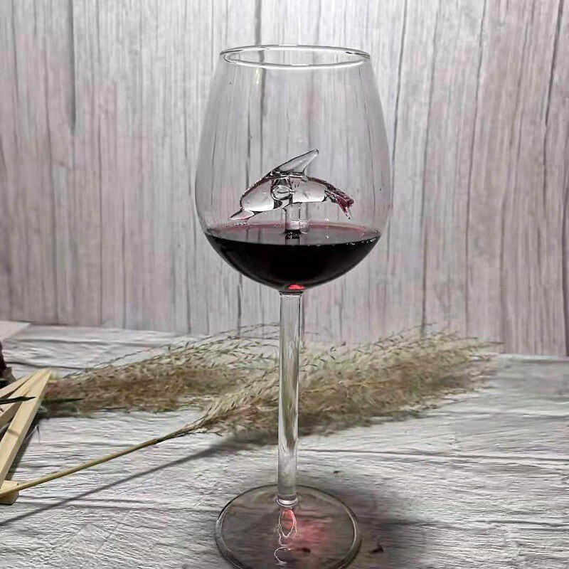 dolphin red wine goblet starfish seahorse beer glass transparent red wine glass wine glass bar counter home restaurant: Dolphin cup