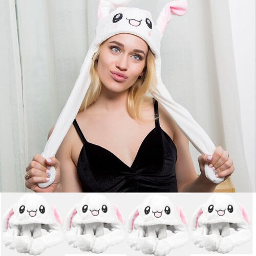 Afslappet smuk sød kanin hat shake move ører dyr cosplay kostume legetøj fødselsdag douyin gifs