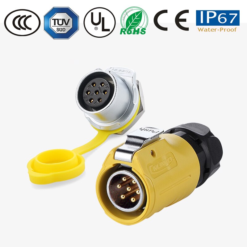 M20 IP67 Waterproof Quick Connect Electrical 2-12 Pin Panel Mount Wire to Board 12V DC Power Connector Plug Socket terminator: 7Pin Kit