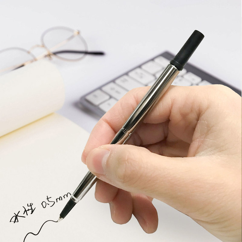 10Pc Rollerball Pen Refills Black Or Blue 0.5MM Stainless steel Stationery Office Supplies Ink Refills