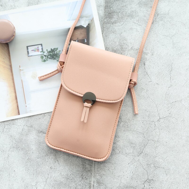 Vrouwen Telefoon Tas Portefeuilles Lederen Schoudertas Transparante Tas Student Kaarthouders Handtas Dames Clutch Purse: PINK