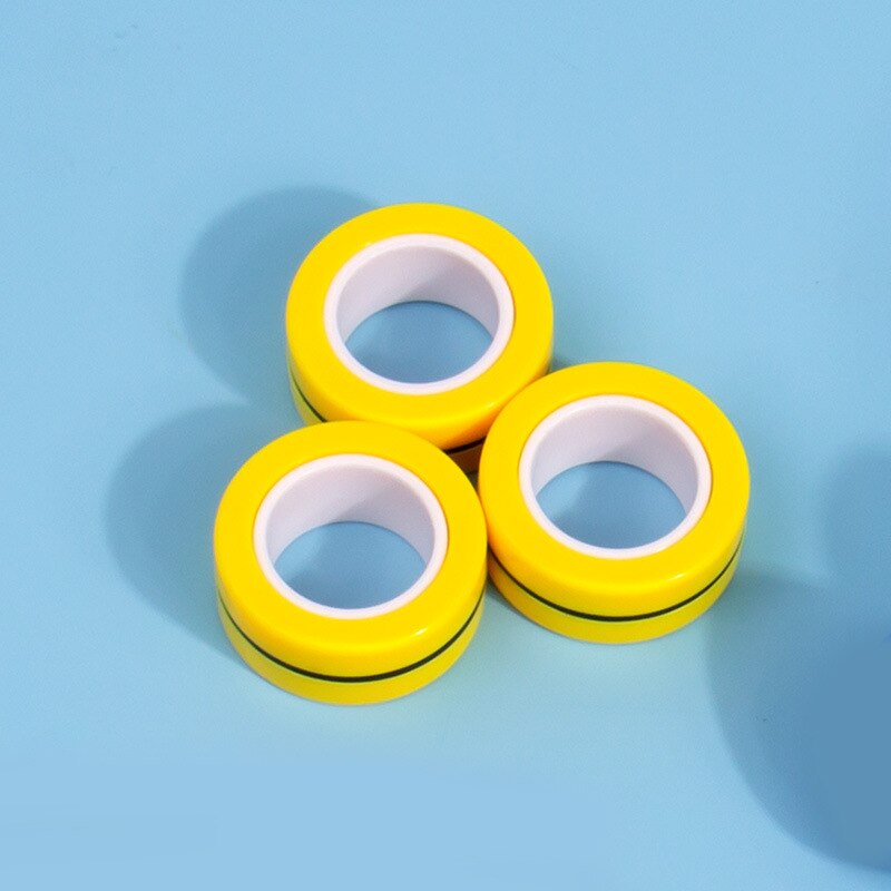 Grappige Relief Magnetische Ringen Fidget Speelgoed Voor Angst Anti-Stress Roller Vingertop Speelgoed Volwassen Kinderen Vinger Spinner Magische Ringen: yellow