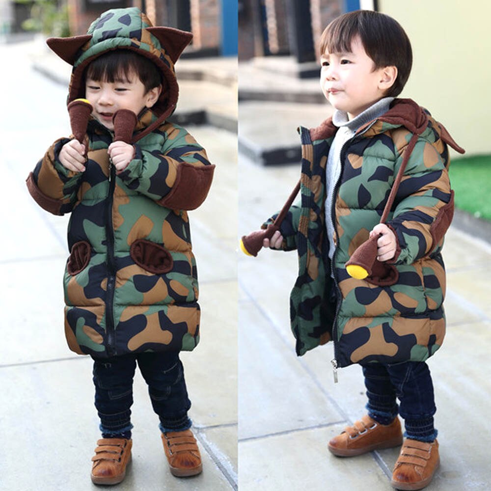 Veste d'hiver pour garçons | Manteaux de Camouflage à capuche, épais en coton rembourré, pour enfants de 2 3 4 5 6 7T,