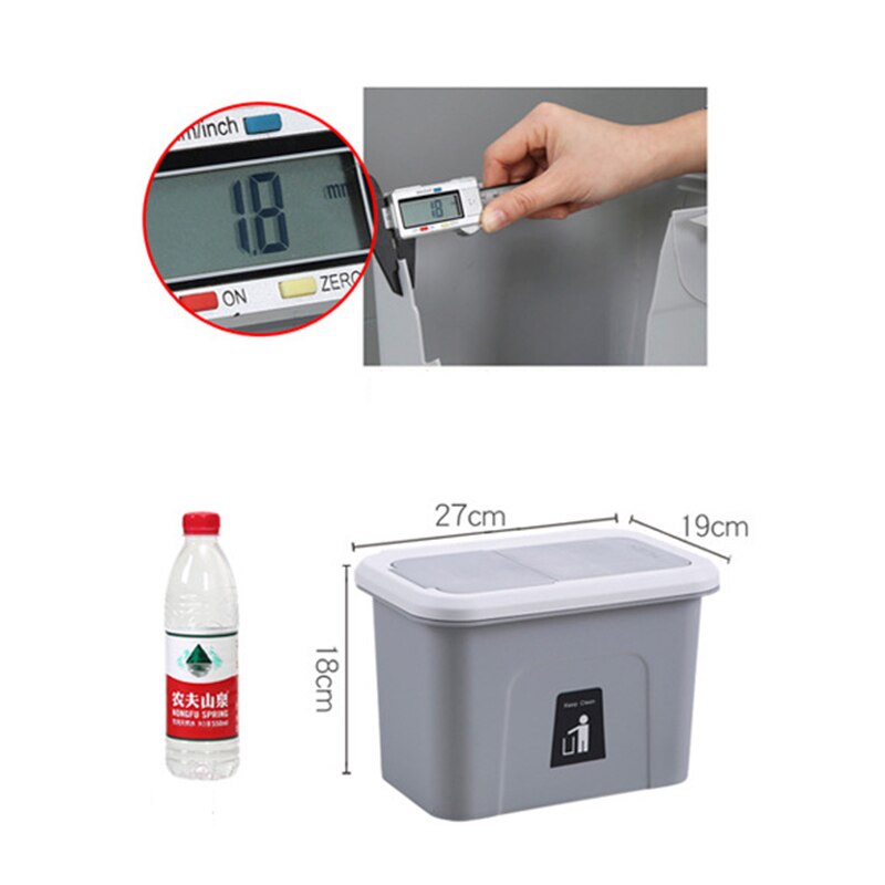 Cubo de basura colgante para cocina, papelera pequeña con tapa de empuje para colgar en la pared, 1 unidad