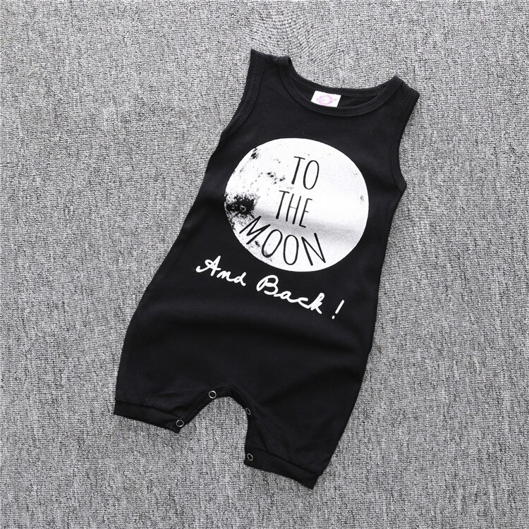 Baby Zomer Kleding Pasgeboren Baby Jongens Geen Slaap Romper Mode Mouwloze Rompertjes Letters Print Katoenen Vest Jumpsuit: black / 100(18-24M)