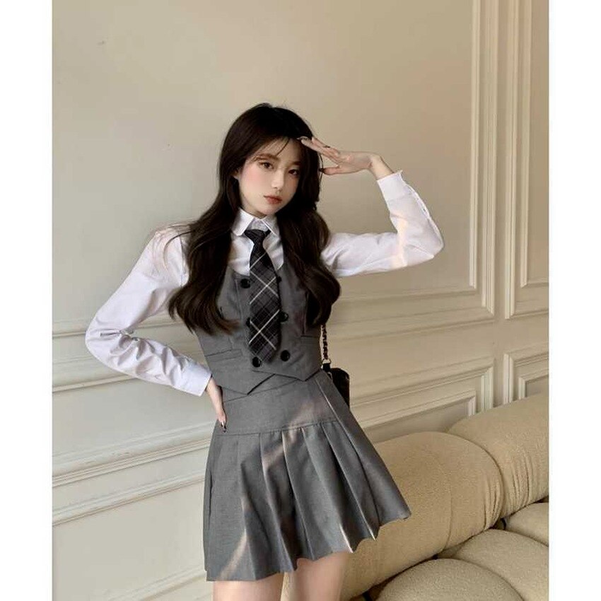 Uniforme japonais Kawaii Jk pour femmes, tenue scolaire pour filles, veste décontractée, cravate, jupe plissée, robe moderne pour dames, 2022